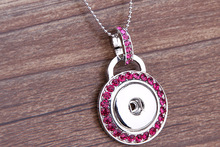 Retail 1pcs free shipping 2015 Fashion DIY Snaps Jewelry Silver Crystal Round Snaps Button Pendant Necklace