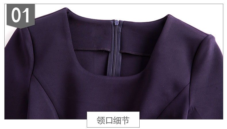 Plus Size New Autumn Women dress Slim Full Sleeve Ol Commuter Accept Waist Dresses Purple Black Wine Red 9047 -26