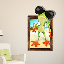 Free Shipping Summer frog 3d printer removable wallpaper wall mural for kids rooms art decals vinyl stickers home decor 58*93cm