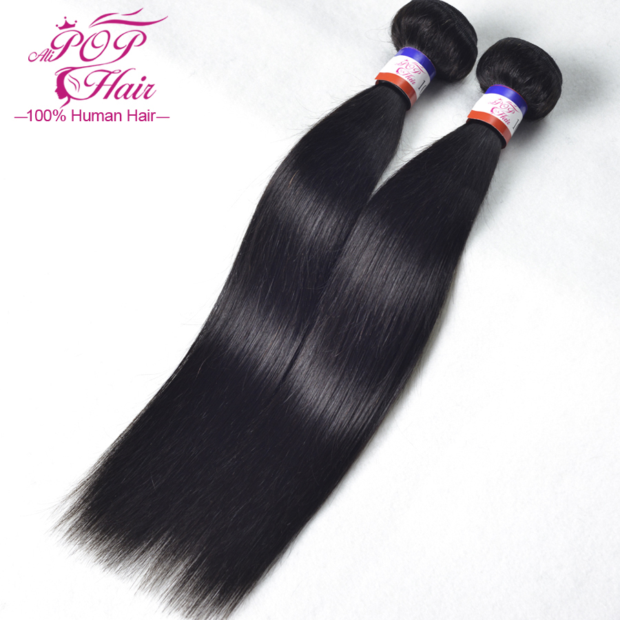Ali POP hair 5A  Eurasian virgin hair straight 2pcs/lot Eurasian hair extensions Natural black hair bundles can be dyed bleached