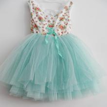 Fashion Girls Princess Dress Floral Print Sleeveless Yarns Tutu Dress for Girls Children Party Dress Girls Clothing