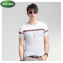 Fashion Men’s T-Shirts Luxury Brand Cool Ice Silk Casual Plaid Short-sleeved T Shirt Big Name Splicing Tee Shirt Homme Luxe