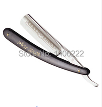 Nostalgia stainless steel straight edge razor barber shave manual shaving knife black plastic handle household