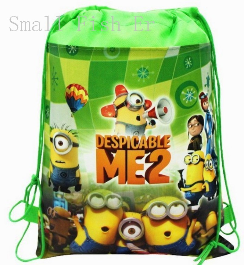 Despicable Me backpack Miniom drawstring beam port Non-woven children school bags (5)