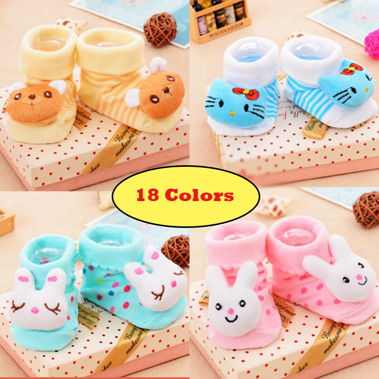 1 Pair New Cute Baby Socks Newborn Animal Cartoon Doll 3D Infant Supplies Model Anti slip