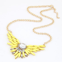 Fashion Collares Necklaces Pendants Imitated Gemstone Jewelry Wing Crystal Gold Choker Collier Femme for Women 2015