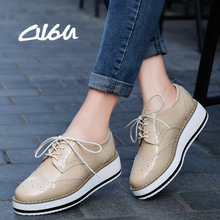 Women Platform Oxfords Brogue Patent Leather Flats Lace Up Shoes Pointed Toe Creepers Vintage luxury beige wine red Black 366