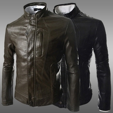 Free shipping Fashion High Quality Winter Men Coat Leather Long Sleeves Brand PU Black PU Motorcycle Men Jackets Jaqueta