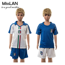Best Thai Quality Italy Children Jersey 2016 Short Suit,BALOTELLI PIRLO VERRATTI Kids Shirt+Short,2-12Y Boys Athletic Wear