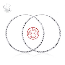 Hot Sale 60mm Big Hoop Earrings Stardust 100% 925 sterling Silver Jewelry Fashion Large Round Circle Earings for Women