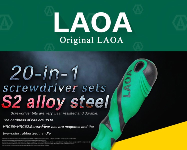 LAOA 20 In 1 Screwdrivers Set With  Hex Slotted Phillips Torx Triangle Y-shaped U-shaped Screwdriver bits
