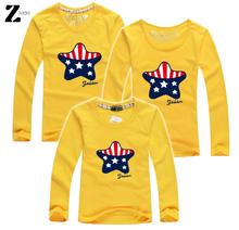 High Quality Spring Fall Matching Mother Daughter Clothes Baby Product American Flag Star Comfortable T-Shirt Family Look