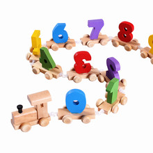 Baby Toy Wooden Digital Small Train Vehicle Blocks Eduactional Wooden Toy Birthday Gift For Child High Quality Free Shipping
