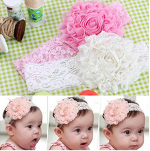 Lovely Baby Flower Bow Lace Headband Headwear Hair Band Girl Infant Toddler hair accessories children hair ornament 3 Colors 006
