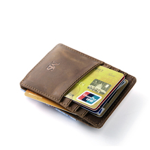 teemzone Men Genuine Leather Wallet Business Casual Credit Card ID Holder with Strong Magnet Money Clip