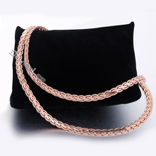 5MM Hammered Flat WHEAT Chain Necklace 18K Rose Gold Filled Necklace 18KGF Wholesale Jewelry 52cm(20.47inch)