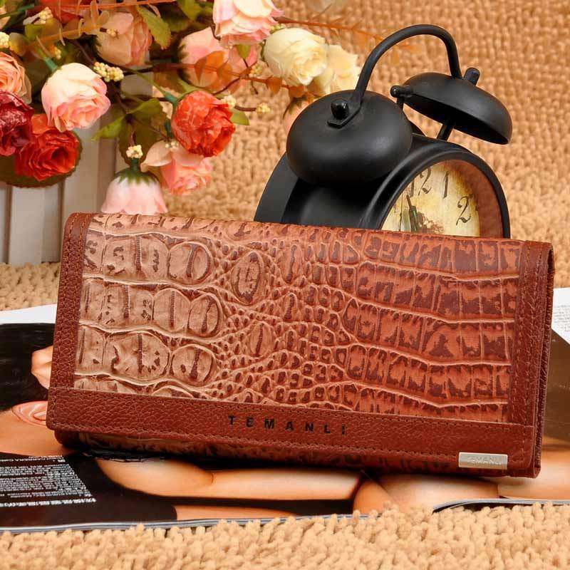 Genuine leather women's long design wallet fashion classic crocodile pattern purse female wallet