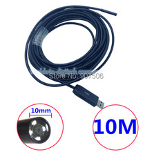10m length IP66 Waterproof 10mm Lens 4 LEDs Mini USB Endoscope Camera Inspection Camera Borescope Tube