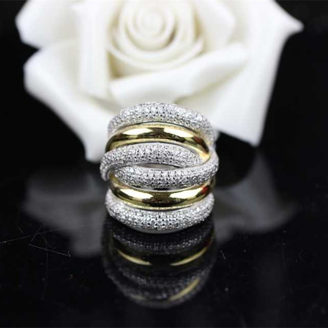 Free Shipment Designer Style Women Fashion Sterling Silver With Platinum/Gold Plated Zircon Ring