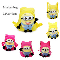 New Band High Quality Cute 3D Minion Plush Bag Cartton Despicable Me Children Backpack Bag School Bag for Kids Gift