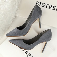 SMYDS 0164 Hot Sale Women Korean Fashion Minimalist Thin Pumps Pointed Heels Sexy Skinny Suede Singles