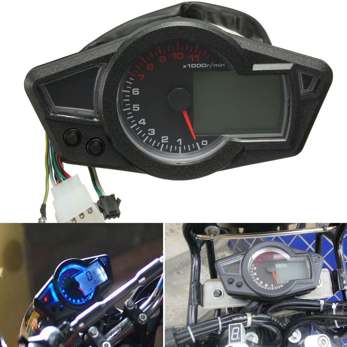 Universal LCD Digital Motorcycle Speedometer Odometer motorbike tachometer mph распиновка