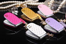 Unlocked Luxury Diamond Cell Phone W11 Fashion Mini Flip Girl Phone with Music LED Light Great