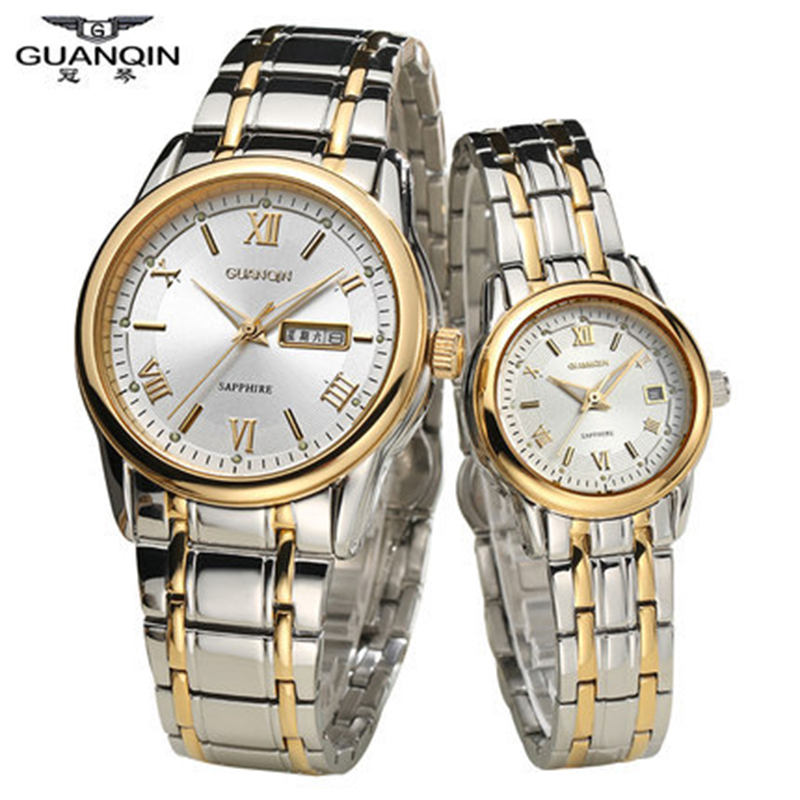 Original GUANQIN Women Mens Watches Quartz Top Brand Luxury Sapphire Waterproof Fashion Lovers Watches Relogio masculino