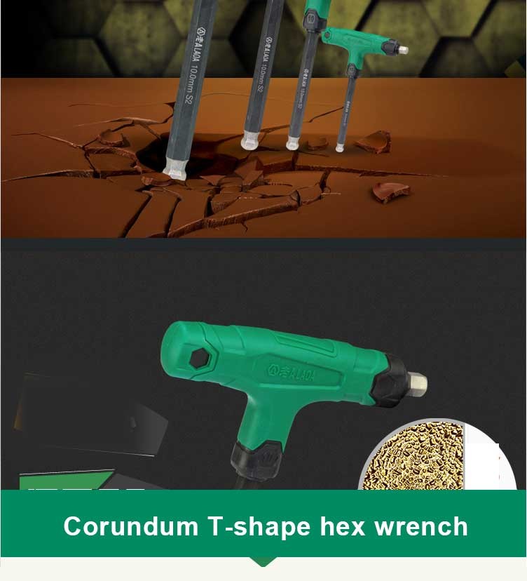 LAOA S2 Anti-slide Corundom T Shape Hex Type High Torque Wrench Prelong Hex Screwdrivers 6 Angle Wrench Hand Tool