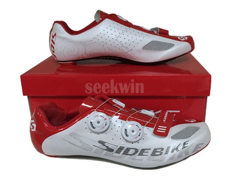 New Sidebike Carbon Road Cycling Shoes Sapatilha Ciclismo Self-locking Bike Carbon Bicycle Shoes Highway Shoes Men Athletic Shoes Black White BD005