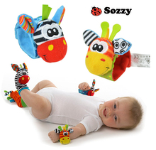 ABCD sock baby rattle baby toys Garden Bug Wrist Rattle and Foot Socks 4 pcs lot
