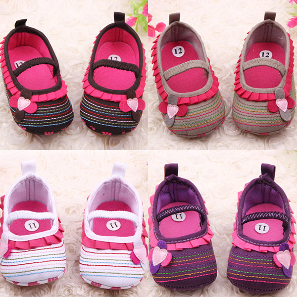 Sweet Newborn Baby Girl Flower Ruffled Shoes Toddler Soft Bottom Crib Walk Shoes Free Shipping