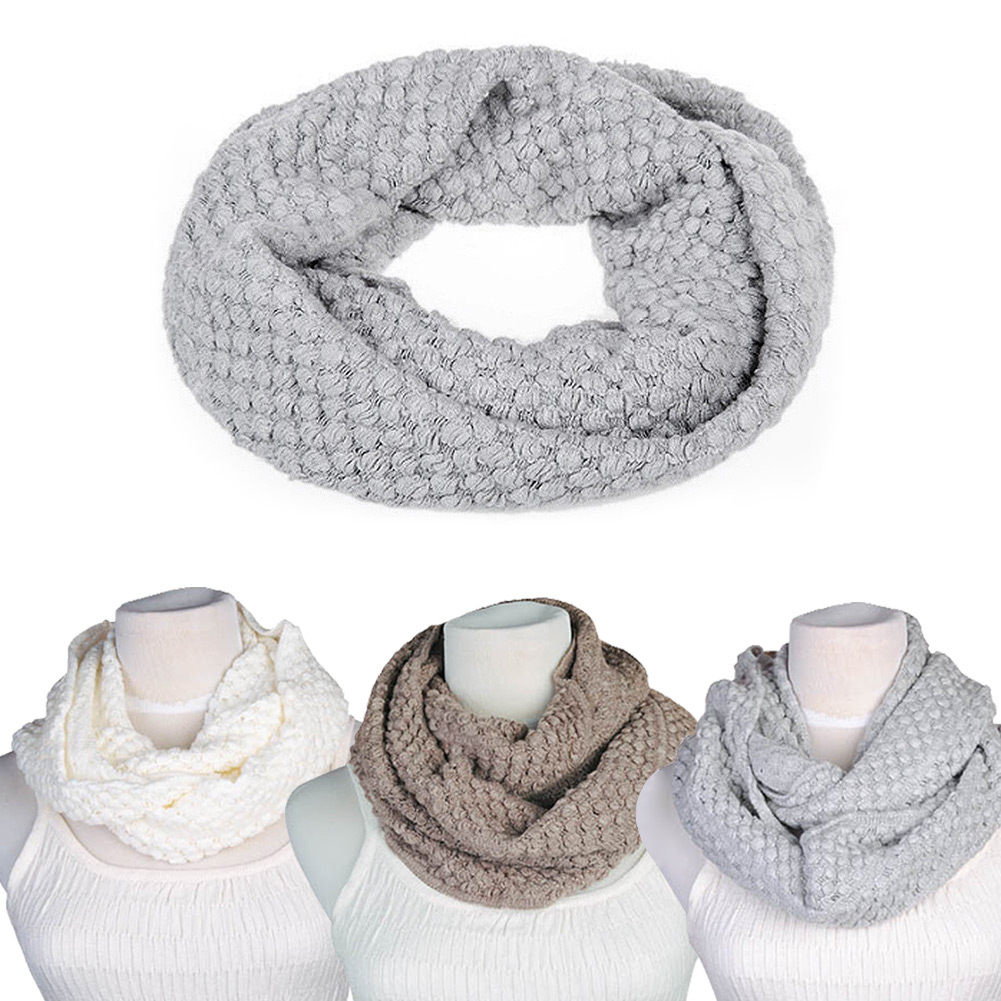 New Gorgeous Women Winterbreak Warm 2 Circle Cable Knit Cowl Neck Long Scarf Shawl Free shipping