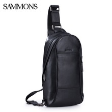 Sammons Men Chest Pack Male Genuine Leather Fashion Leisure Shoulder Small Crossbody Trip Cowhide High Quality Bolsas 0165