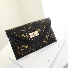 White Hollow Envelope Evening Clutch Red Women Chain Leather Envelope Handbags 2015 Women Messenger Bags Purse