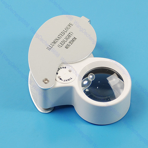 A96 Free Shipping Mini 40x Magnifying Glass LED Illuminate Jeweller Loupe