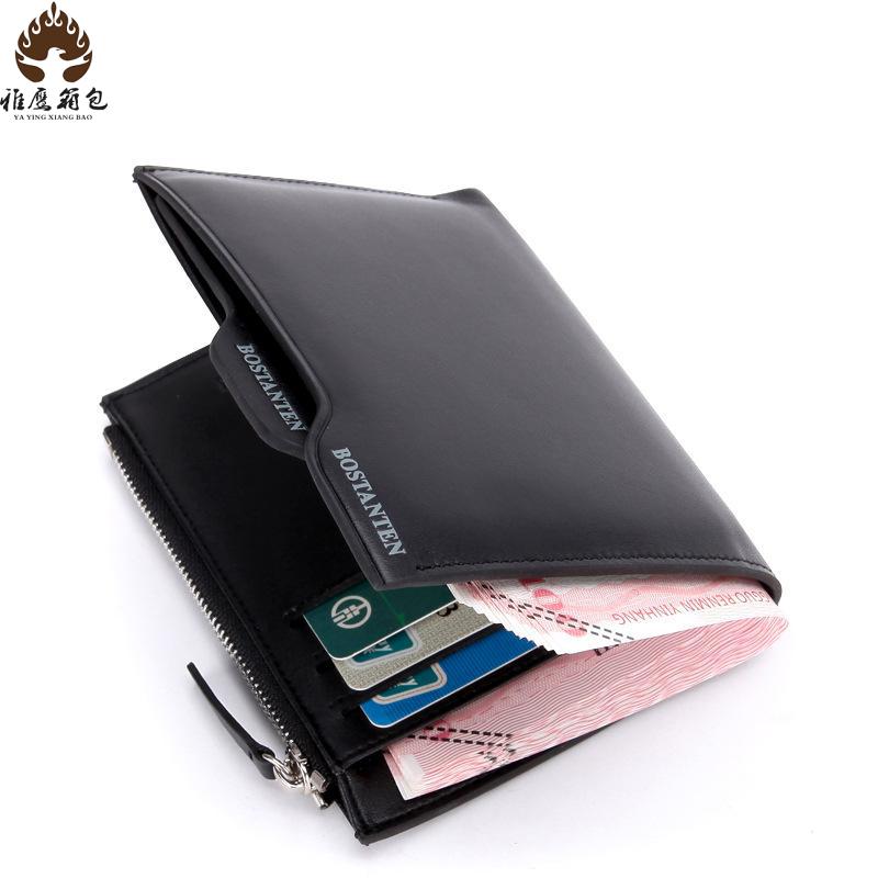 2016 New Brand Real Leather Men Short Wallet Leather Purse Money Vertical Male Wallet Wallet