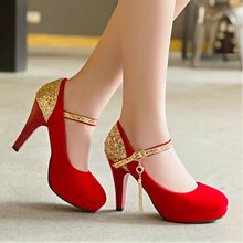 new small big size 33 42 black round toe thin sexy bridal Suede high heel shoe women pumps lady red platform wedding heels shoe