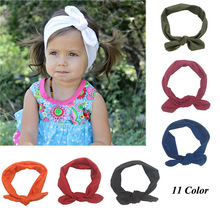 Trendy Lovely Rabbit Ears Bowknot Shaped Elastic Cloth Baby Girls Handmade Hairbands Fashion Children Hair Accessories