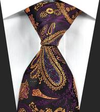 NT0359 Orange Purple Paisley Man s New Smooth Jacquard Woven Silk Polyester Tie Classic Business Party
