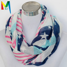 2015 new style women’s fashion stars Plaid Tartan Check printed voile Circle Loop Cowl Infinity ring Scarves