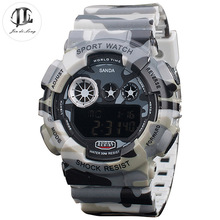 Brand New Men’s Camouflage Army Sport Watch Men’s Electronic+Quarts Digital&Analog LED Display Watch Male Functional Wristwatch