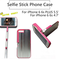 Luxury Retractable Aluminum Bluetooth Handheld Selfie Stick Phone Case for iphone 6 6s Plus with Holder
