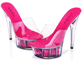 Hot selling multicolor flower women s platform sexy high heeled shoes transparent crystal thin heels slippers