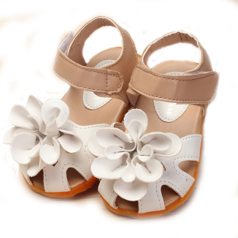 13 18cm 2015 Fashion Baby Girls Summer Sandals Kids Leather Flower Anti slip Soft Sole Infant