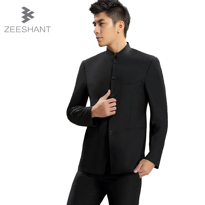 Popular Mens Mandarin Collar Black Suit Jacket-Buy Cheap Mens