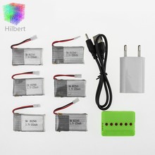 6pcs 3.7V 650mAh battery with X6 Charger and USB power adapter for SYMA X5C-1 X5C X5 X5SC X5SW X6SW JJRC H9D H5C RC Drone
