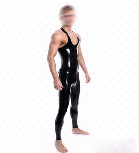 Sexy black latex catsuit, rubber latex fetish man's tight