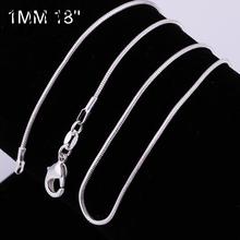C008-22 Promotion! wholesale silver necklace, silver fashion jewelry Snake Chain 1mm 22 inches Necklace