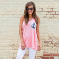 High Quality Summer New Fashion Womens Sleeveless T shirt Sexy Cotton tops Crochet Back Pocket Anchor